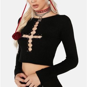 Grim In Love Cross Sweater by CURRENT MOOD